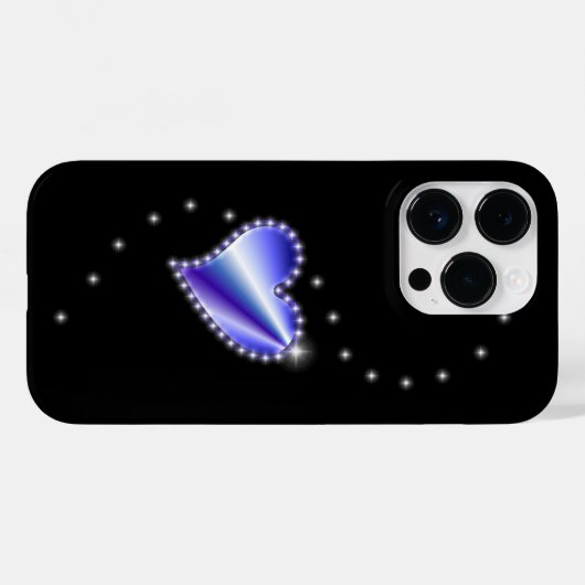 Lila Regenbogenherz mit Sternen auf schwarz Case-Mate iPhone Hülle (Rückseite (Horizontal))