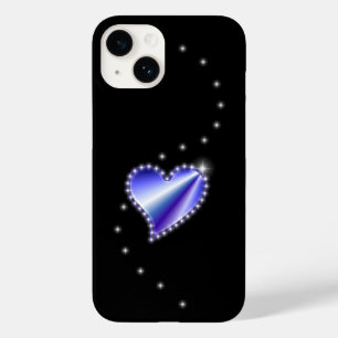 Lila Regenbogenherz mit Sternen auf schwarz Case-Mate iPhone 14 Hülle