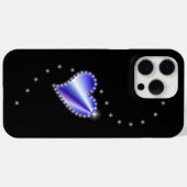 Lila Regenbogenherz mit Sternen auf schwarz Case-Mate iPhone Hülle (Rückseite (Horizontal))