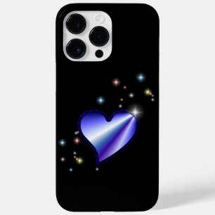 Lila Regenbogenherz mit Sternen auf schwarz Case-Mate iPhone 14 Pro Max Hülle