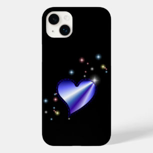 Lila Regenbogenherz mit Sternen auf schwarz Case-Mate iPhone 14 Plus Hülle