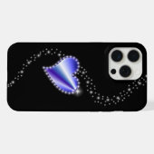 Lila Regenbogenherz mit Sternen auf schwarz iPhone Hülle (Rückseite (Horizontal))
