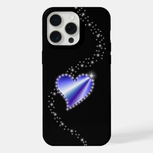 Lila Regenbogenherz mit Sternen auf schwarz iPhone 15 Pro Max Hülle