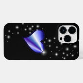 Lila Regenbogenherz mit Sternen auf schwarz iPhone Hülle (Rückseite (Horizontal))