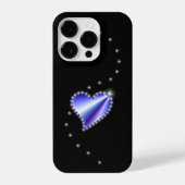 Lila Regenbogenherz mit Sternen auf schwarz iPhone Hülle (Rückseite)