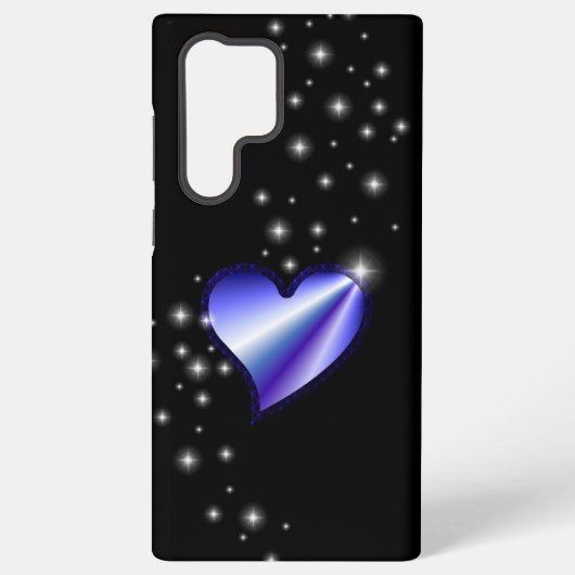 Lila Regenbogenherz mit Sternen auf schwarz Samsung Galaxy Hülle (Rückseite)