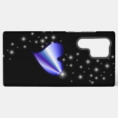 Lila Regenbogenherz mit Sternen auf schwarz Samsung Galaxy Hülle (Rückseite (Horizontal))