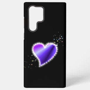 Lila Regenbogenherz mit Sternen auf schwarz Samsung Galaxy Hülle
