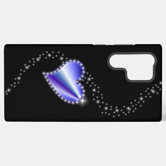 Lila Regenbogenherz mit Sternen auf schwarz Samsung Galaxy Hülle (Rückseite (Horizontal))