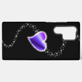 Lila Regenbogenherz mit Sternen auf schwarz Samsung Galaxy Hülle (Rückseite (Horizontal))