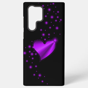 Lila Regenbogenherz mit Sternen auf schwarz Samsung Galaxy Hülle