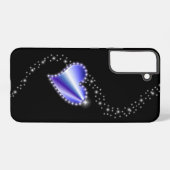 Lila Regenbogenherz mit Sternen auf schwarz Samsung Galaxy Hülle (Rückseite (Horizontal))