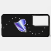 Lila Regenbogenherz mit Sternen auf schwarz Samsung Galaxy Hülle (Rückseite (Horizontal))