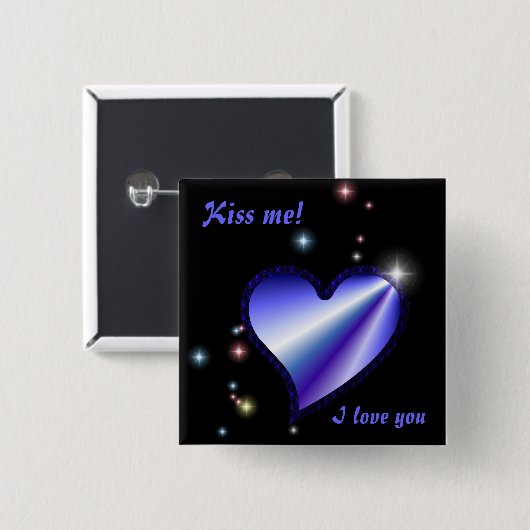 Lila Regenbogenherz mit Sternen Button (Vorne & Hinten)