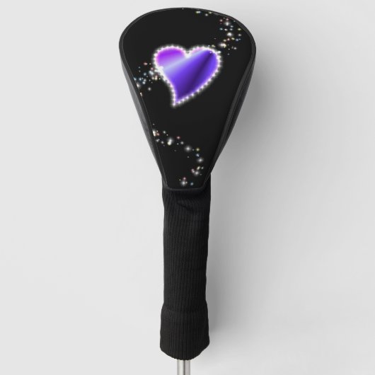 Lila Regenbogenherz mit Sternen Golf Headcover (Vorderseite)