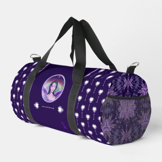 Lila Regenfee Duffle Bag (Rechte Ecke)