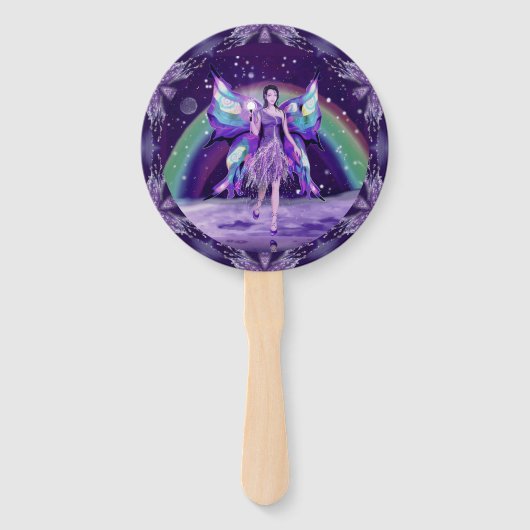 Lila Regenfee Fächer (Vorderseite)