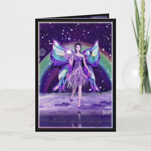 Lila Regenfee Geburtstagskarte Karte (Vorderseite)