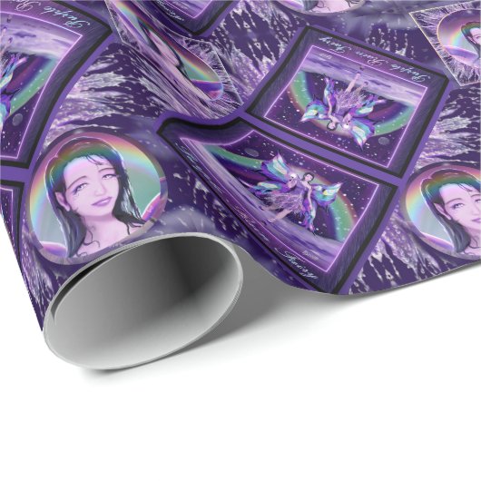 Lila Regenfee Geschenkpapier (Rolleneckpunkt)