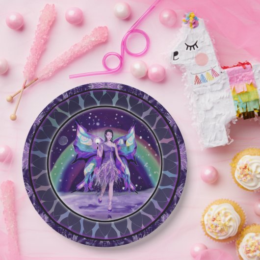 Lila Regenfee Pappteller (Party)