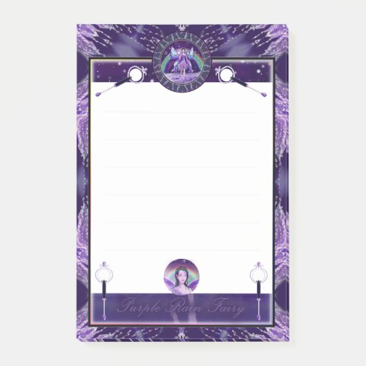 Lila Regenfee Post-it Klebezettel (Vorderseite)