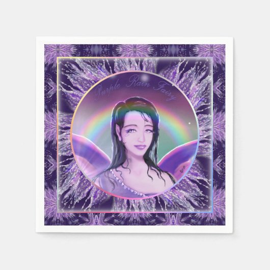 Lila Regenfee Serviette (Vorderseite)