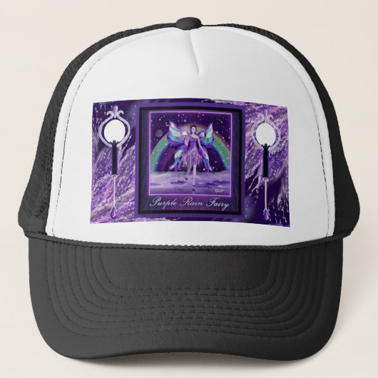 Lila Regenfee Truckerkappe (Vorderseite)