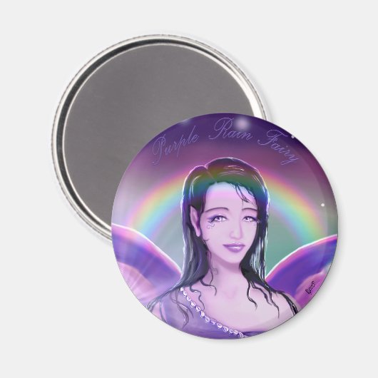 Lila Regenfeenmagnet Magnet (Vorderseite/Rückseite)