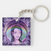 Lila Regenfei-Schlüsselanhänger Schlüsselanhänger (Rückseite)