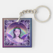 Lila Regenfei-Schlüsselanhänger Schlüsselanhänger (Rückseite)