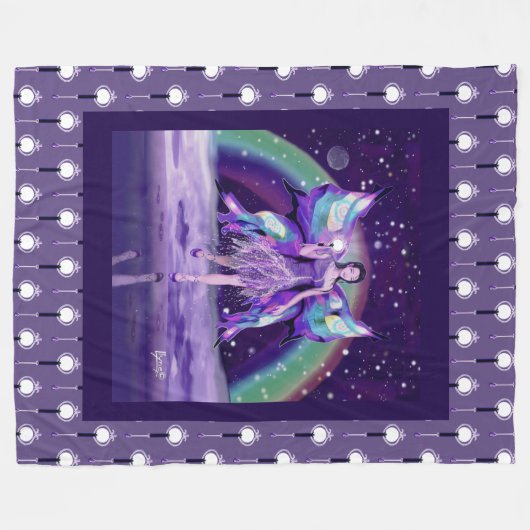 Lila Regenmärchen Fleece Blanket (Vorderseite (Horizontal))