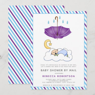 Lila Regenschirm, Baby-Schlafsack-Dusche per Post Einladung