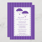 Lila Regenschirm Kinderdusche Einladung (Vorne/Hinten)