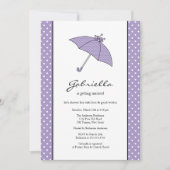 Lila Regenschirmdusche Einladung (Vorderseite)