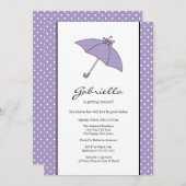 Lila Regenschirmdusche Einladung (Vorne/Hinten)