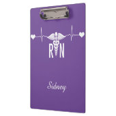 Lila Registered Nurse (RN) Caduceus Symbol Klemmbrett (Links)