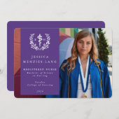 Lila registriertes Foto für Krankenschwester Ascle Ankündigung (Vorne/Hinten)