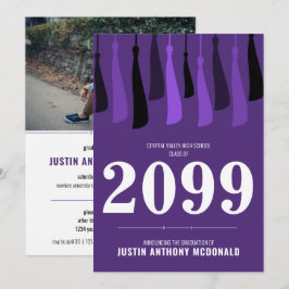 Lila Reihe von Tassels Foto Abschluss Einladung