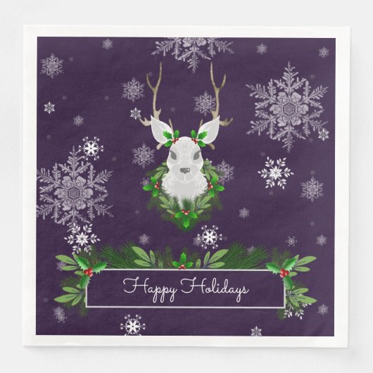 Lila Reindeer Paper Napkin Serviette (Vorderseite)