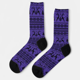 Lila Reindeer Sweater Weihnachten Socken