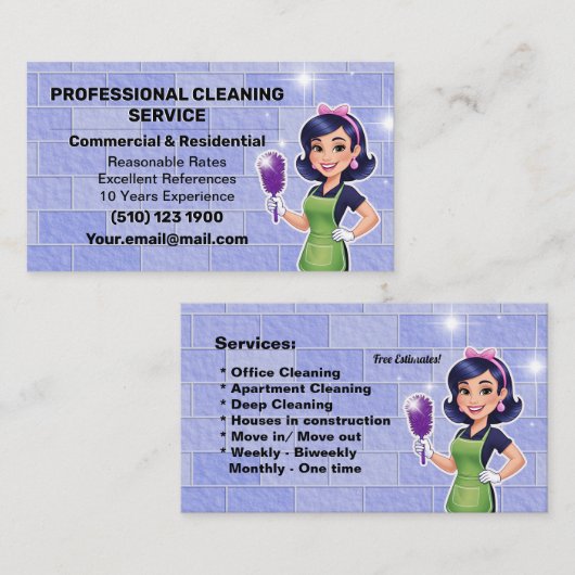 Lila Reinigung des Hauses mit Visitenkarte (Vorne/Hinten)