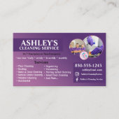 Lila Reinigungsdienstkarte Visitenkarte (Vorderseite)