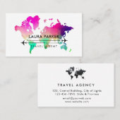Lila Reise-Agent-Tour Urlaub auf der Weltkarte  Visitenkarte (Vorne/Hinten)