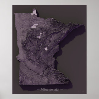 Lila Reliefkarte von Minnesota Poster