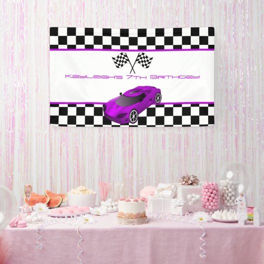 Lila Rennwagen Geburtstagsparty Banner (Party)