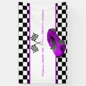 Lila Rennwagen Geburtstagsparty Banner (Vertikal)