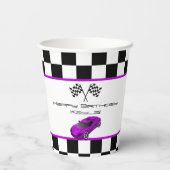Lila Rennwagen | KINDERGEBURTSTAG PARTY Pappbecher (Rückseite)