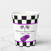 Lila Rennwagen | KINDERGEBURTSTAG PARTY Pappbecher (Vorderseite)
