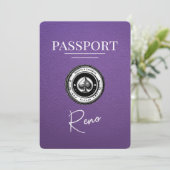 Lila Reno Passport Save the Date (Stehend Vorderseite)