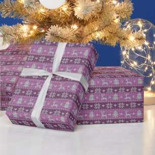Lila Rentier-Herz-Baum Moderne Weihnachten Geschenkpapier
